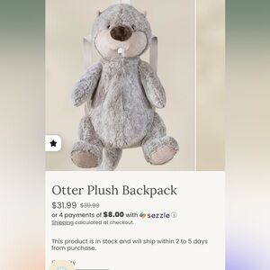Otter Plush Backpack - Gray